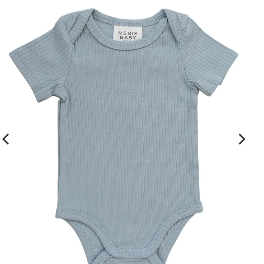 Mebie Baby Dusty Blue Cotton Ribbed Bodysuit